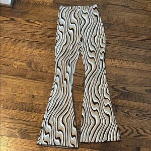 Pull&Bear Brown and White Flare Pants